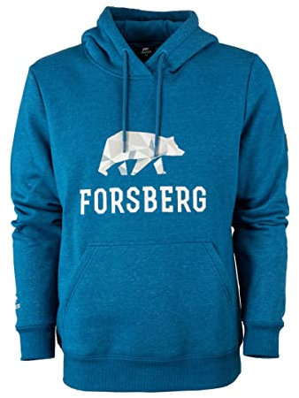 FORSBERG Herren Hoodie mit Bärenlogo | Stylischer Kult-Hoodie mit Polygonbär | Hoher 60% Baumwolle / 40% Polyester, Farbe:Petrol, Größe:L