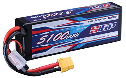 SIGP 2S Lipo Akku 7.4V 5100mAh 70C RC Akku Hardcase mit XT60 Anschluss für RC Fahrzeuge Auto LKW Tank Buggy Truggy Boot Racing Hobby