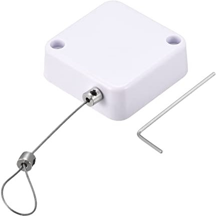 sourcing map Retractable Cable Lock with Self-Adhesive, Remote Control Security Lock Anti-Lost Rope Hardware Cable Lock 200g Tensile Force White