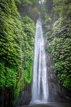 adrium Holz-Bild 30 x 50 cm: Roter Korallen-Wasserfall in Munduk, Bali, Indonesien(124988850)