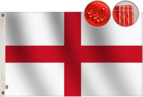 Omnisexual Hochwertige, robuste England-Flagge, 150x90 cm, genähtes Oxford-Nylon, 210D, doppelseitig, große britische Nationalflaggen, St. George's Cross Flagge, 1.5 mx90 cm