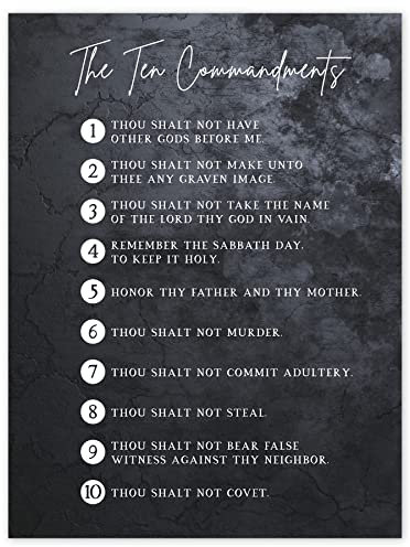 Artery8 Ten Commandments From God Christian Bible Verse Quote Scripture Typography Large XL Wall Art Canvas Print