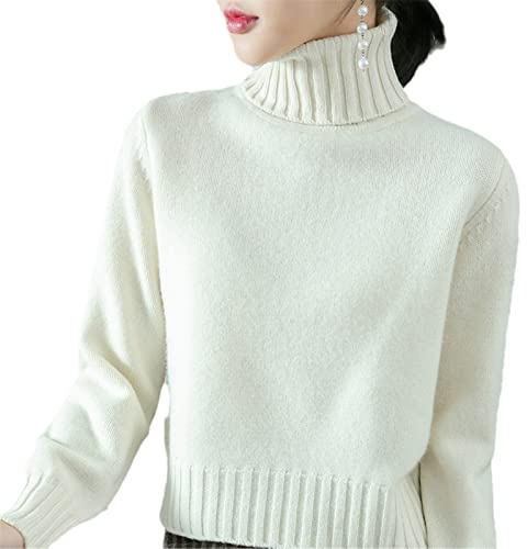 Kelsiop 100% lana suéter de cachemira jersey de cuello alto de las mujeres moda cálido punto inferior camisa