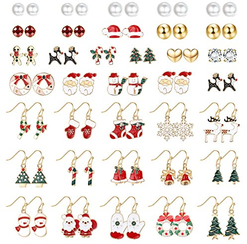 Milacolato 36 Paare Ohrringe Weihnachten Damen Christmas Ohrringe Set Weihnachtsohrringe Damen Ohrringe Für Frauen Mädchen Urlaub Ohrringe Hängend Ohrringe Nette Weihnachtsfeier Schmuck