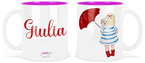 Tazza Plastica Infrangibile Personalizzata Bambini con Nome | Asilo e Scuola, Disegno Bambino e Cagnolino, Idea Regalo, Colazione e Merenda