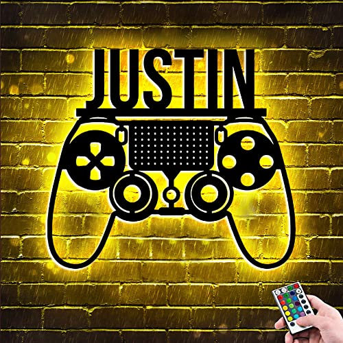 Personalized Gamer Name Neon Sign with 16 Colors and Remote Control Gamepad Controller Shape Neon Lights for Teen Boys Bedroom Wall Decor, LED Night Light for Kids Game Room,Best Gamer Gifts (Style 3)