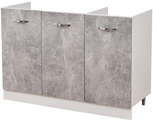 Shally Dogan Mobile Sottolavello per Cucina 3 Ante componibile Mobiletto base da 120 per lavello (120 x 50 x 85 cm, Grigio)