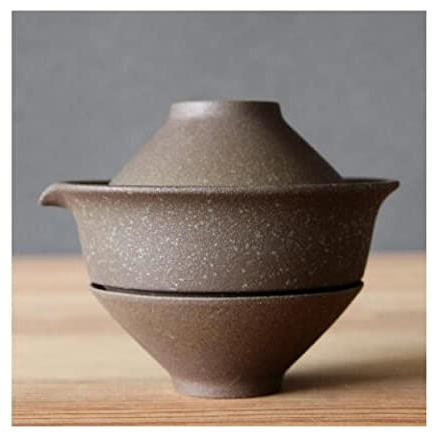 TJOIUY Service à thé de Voyage 200ml théière en céramique Japonaise Bouilloire thé Faisant Gaiwan Tasse à thé pour Puer 1 Bol 2 Tasses Service à thé rétro poterie Brute Verres