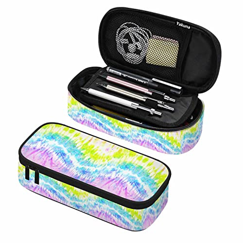 Rainbow Tie Dye Pen Organizador Bolsa Twisted Rainbow Hermoso diseño de Arte Ondulado Lápices de Acuarela Bolsa de cosméticos Organizador de papelería de Oficina para Adolescentes