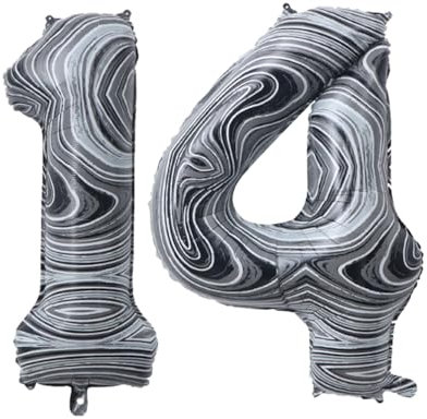 Guoguonb 40 Zoll Zahl 14. Geburtstag Deko Riesen Aufblasbar Helium Folienballon Nummer 14 Luftballons Personalisiertes Design Ballon für Gedenktag Geburtstag Dekoration (Onyx Schwarz)