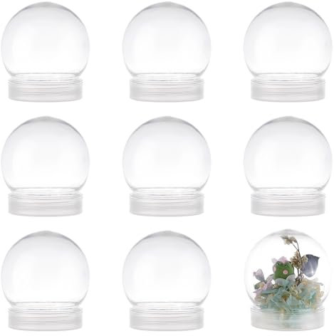 AHANDMAKER 10 Stück 2.6,(1) cm DIY-Schneekugeln, Durchsichtige Weihnachts-Wasserkugeln Mit Kappen, Schneekugel, Durchsichtige Kunststoff-Wasserkugel Für Heimwerker, Weihnachten, Heimdekoration