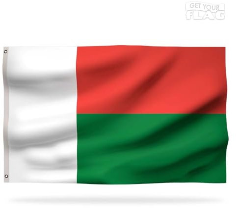 Drapeau Madagascar Premium 90x60cm, résistant et de haute qualité avec 2 œillets métalliques