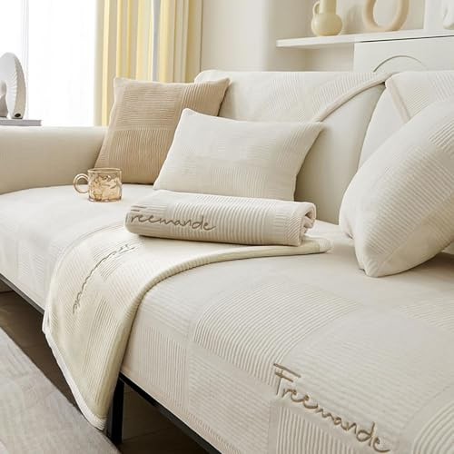 Couch Überzug,Sofa-Schutzhülle 1/2/3/4 Sitzer L Form Sofa Cover Sofa Überzug Ecksofa,2024 Neue Universelle Rutschfeste Sofa Überwurf,Solide Strukturierte Ultra Stretch Sofa Überzug für Wohnzimmer