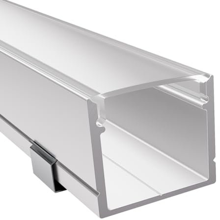 Alumino - Weißes LED Aufbau-Profil - 2000 x 21 x 18,5 mm für breite LED Stripes bis 16 mm (z.B. für Philips Hue) + semi Abdeckung + Zubehör