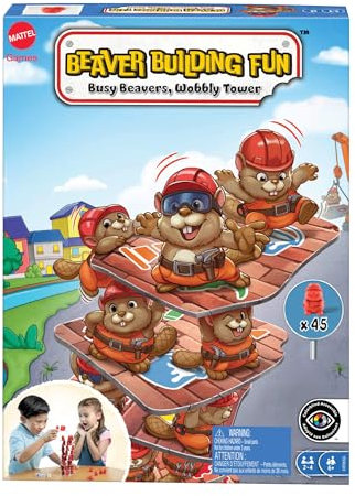 Mattel Games Biber-Bauspaß für Spieleabende mit Familie und Freunden, Reisen und Camping, HPW60