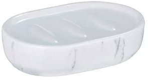 Porta Sapone Solido - Porta Saponetta per Bagno, in Ceramica, 12x3x8cm, Bianco