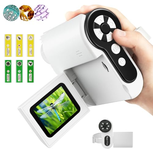 Microscope for Kids, [3-in-1] 1000X Handheld Mini Scope with 2 LCD Screen, Portable Miniscope for Kids 8-12 Halloween Christmas Birthday Edu Gifts, 32GB TF Card Included