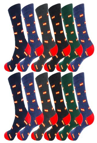 various Calcetines Hombre Estanpados Divertidos y Casuales de Algodón con diversos Diseños España a la moda para Hombre 12 Pares Talla 40-46