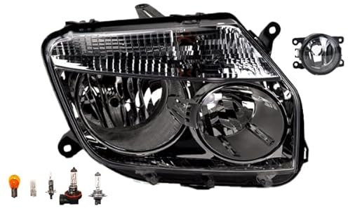 Johns, Scheinwerfer Halogen Front passend für Dacia Duster 04/2010-12/2013 H7 H1 Rechts + Nebelscheinwerfer + Leuchtmittel