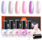 Modelones Nail Polish Set 6 Colors Shimmer Pearl White Pink Mermaid Purple Nail Polish Set Summer Quick Dry Nail Polish Finger Nail Polish Manicure Diy Nail Art Salon Home For Women