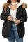 Geschallino Women's Plus Size 3-in-1 Winter Jacket Faux Fur Lined Thicken Parka Coat Warm Military Style Casual Outerwear with Zip Remove Inner 7626 Black 3X
