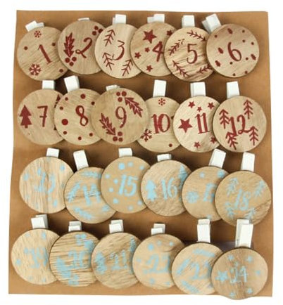 Adventskalender-Clip, Weihnachtsdekoration, zum Aufhängen, 24 Stück, Urlaub, Party, Zuhause