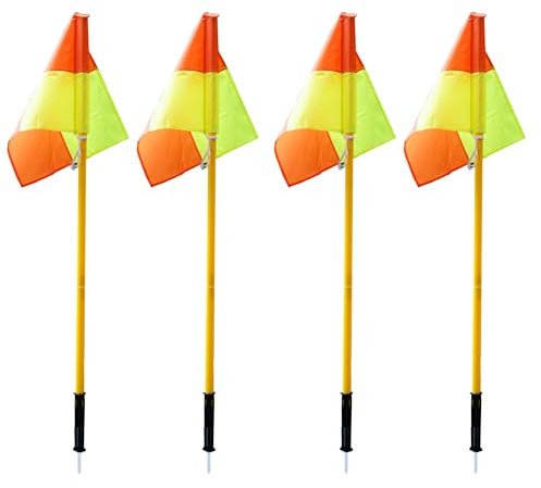 Soccer Corner Flags Set of 4, Playing Field Corner Flags, Soccer Flag Pulling, Soccer Agility Poles, Flag Soccer Football Equipment For Training Turf W/Bright Flags