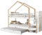 Azkoeesy Litera Infantil en Forma de casa con Cama Nido, Escalera, 4 cajones, somier, Cama para 3 niños, 90 x 200 cm, 90 x 190 cm, máx. 100 kg