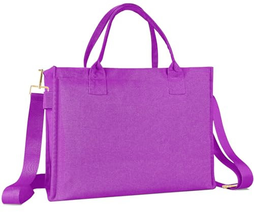 ONEGenug Canvas Tote Bag, Große Handtasche Damen Shopper Tasche Reise Tote Arbeitstasche mit Schulterriemen und Reißverschluss