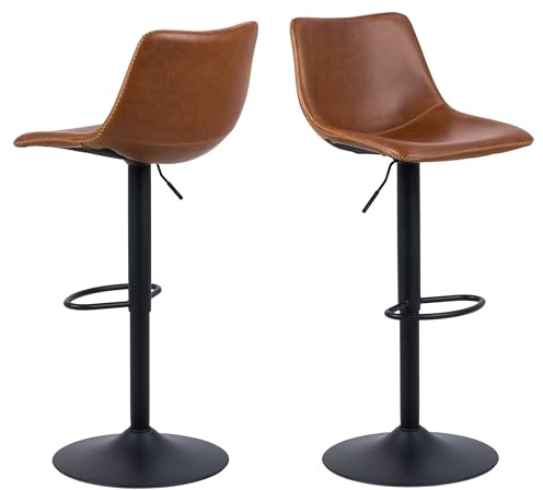 möbelando Barhocker >I_Oregon< in Cognac, Polyurethan, Stahl - 47x110x51cm (BxHxT)