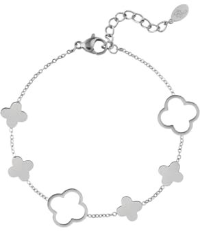 Acura-Styles Kleeblatt Armband Silber aus Edelstahl für Damen und Mädchen, Vierblättriges Schmuck Wasserfest Nickelfrei, Glücksbringer Geschenk für Frauen