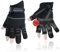 Stagecaptain RGL-2F Rigger Handschuhe 3x Set - Arbeitshandschuhe für Herren - Größe M - 3 kurze Finger und Innenfläche aus Kunstleder - Aufgesetzte Verstärkungen - Schwarz/Grau