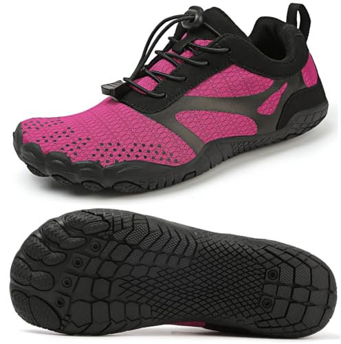 Barfußschuhe Badeschuhe Herren Wasserschuhe Damen Breite Zehenbox Barfussschuhe Traillaufschuhe Slip On Atmungsaktiv Surfschuhe rutschfest Aquaschuhe Zero-Drop Sohlen Outdoor Wander Fitnessschuhe
