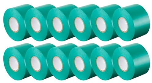 Gocableties Green Wide Electrical Tape, 50mm x 33m, 2 Strong Self-Adhesive PVC Insulation Tape for Insulating, Repairing and Protecting Electrical Wires, 12 Rolls