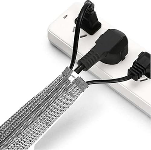 120cm Cable Tidy Zip Sleeve for PC/TV Wire Management Organisers, durable and flexible, conceals and protects Ideal for home or office, easy to install with zipper closure for clutter-free spaces. Gre
