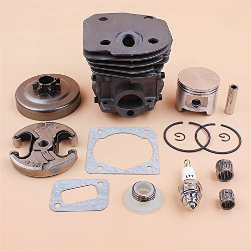 Vuzmode Kit d'engrenage à vis sans fin de roulement de tambour d'embrayage de Piston de cylindre de 45MM, for Husqvarna, 340 345 350 ensemble de moteur de plaques Nikasil de tronçonneuse Ensemble de t