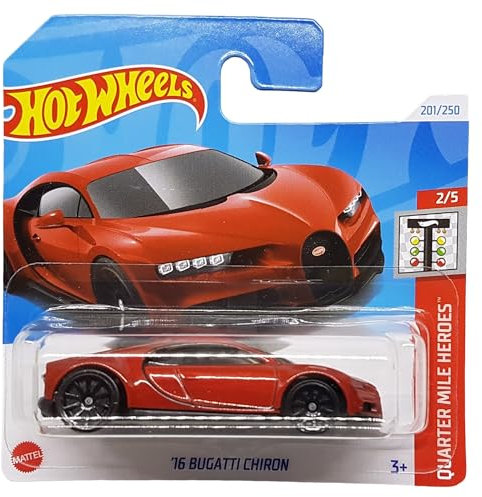 ot Wheels - ´16 Bugatti Chiron - Quarter Mile Heroes 2/5 - HTB88 - Short Card - Supersportwagen - rot - Mattel 2024 – 1:64