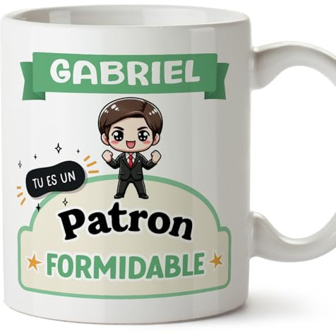 MUGFFINS Tazas Personalizadas para JEFE hombre - En Francés - Tu es formidable - Kawaii - 11 oz / 330 ml - Regalo Personalizable original y divertido