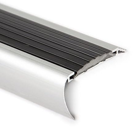Technikplaza Aluminium Treppenkantenprofil rund schwarz LxBxH=1500x65x35mm - L=1,5m - Treppen Kantenschutz - Treppenprofil