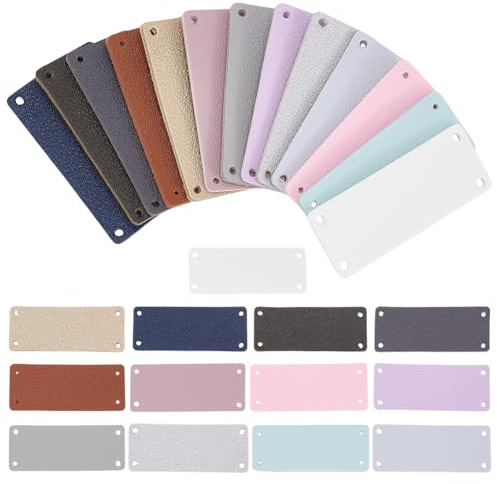 WADORN 130 Stück Blanko Lederanhänger, 13 Farben PU Leder Etiketten Aufnäher 2x0.8(6) cm Rechteckig Mit Löchern Kunstleder Für DIY Artikelverzierung Strick DIY Zubehör Jeanstasche Schuhhut