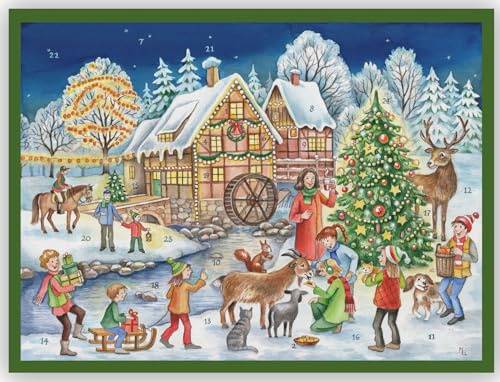 Adventskalender Weihnachtliches Mühlhaus: Papier Adventskalender