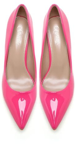 Gizelle Damen Büro-Arbeitsschuhe, niedriger Absatz, spitzer Zehenbereich, Party, Hochzeit, Pumps für Damen, Hot Pink Patent, 39 EU