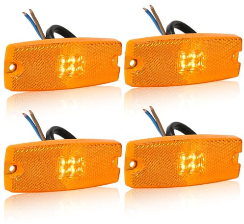 Yuanjoy 4x Orange LED Seitenmarkierungsleuchten, 12V/24V Anhänger IP65 Wasserdichte Begrenzungsleuchten mit ECE R10 Zertifiziert, für Anhänger, Transporter, Wohnwagen Lastwagen