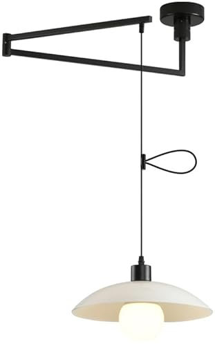 Pendelleuchte mit Schwenkarm, Deckenleuchte mit verstellbarem Arm, industrielle Pendelleuchte, nordischer Mid-Century-Modern-Kronleuchter, schwarz-weiß, große Hängelampe für Kücheninsel, Esszimmer, Ba