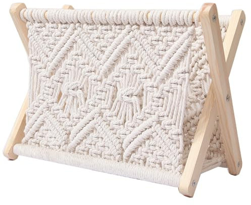 BEAHING Titular de revistas, estante de revistas, soporte tejido de cuerda de algodón, cesta de boho de pie, cesta de libros para periódicos, , libros, sala de estar, baño, oficina