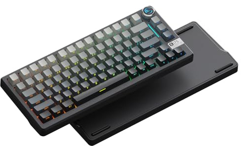 SOLAKAKA KI75 Wireless Gaming Keyboard, 75% Mechanical Aluminum Keyboard | Hot-swap Gasket Mount Creamy Keyboad with Knob, Tri-Mode BT/USB-C/2.4GHz, Thocky Custom RGB Backlit Keyboard for PC/Laptop
