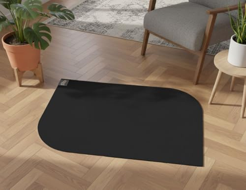 SANOZOO® Napfunterlage „Blatt“ – schadstofffrei Öko-Tex Zertifiziert, beidseitig rutschfest & waschbar – Futtermatte für Hund & Katze, Made in Germany Schwarz 60 x 90 cm