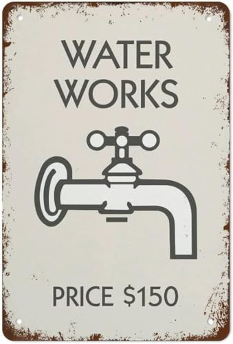 YFSQZC Metal Tin Sign Vintage Inspired Water Works Wall Decor Retro Poster Plaque, Decor for Home Bar Pub Cafe Farm House Nursery Living Room Cave 8x12 Inch