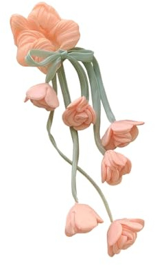 Chouchou à cheveux en forme de tulipes florales avec franges et franges en maille transparente pour femmes et filles