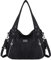 Angelkiss Women Top Handle Satchel Handbags Shoulder Bag Messenger Tote Washed Leather Purses Bag (BLACK) …